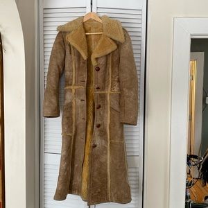 Vintage Sheepskin Duster Coat XS